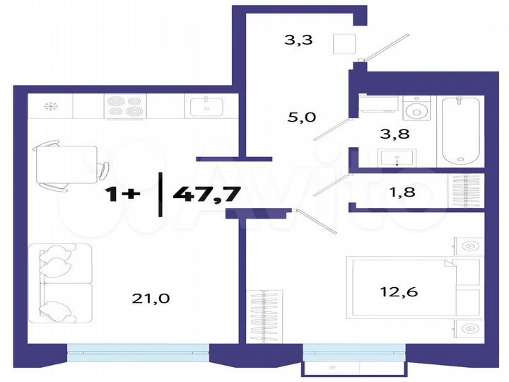 1-к. квартира, 47,7 м², 24/25 эт.