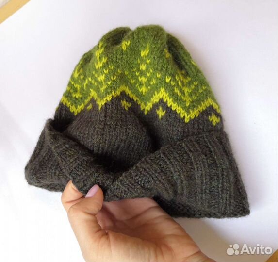 Шапка меринос шерсть 50 54 см обхват ручная работа