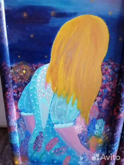 Картина акрилом на холсте. Девушка