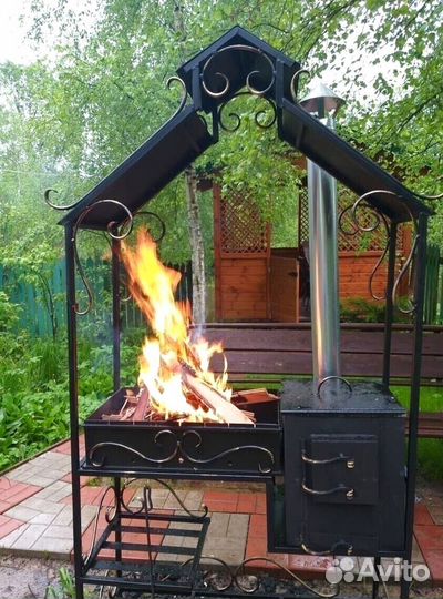 Мангал с печкой под казан