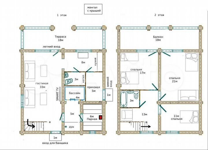 Коттедж 177 м² на участке 15 сот.