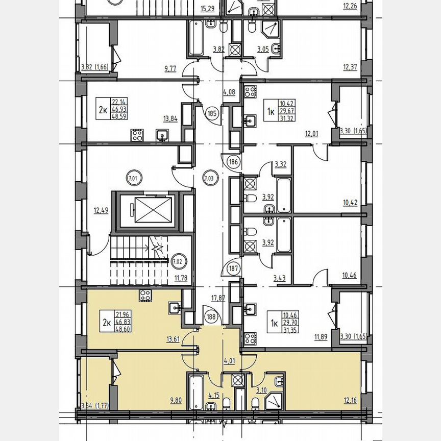 2-к. квартира, 48,6 м², 7/12 эт.