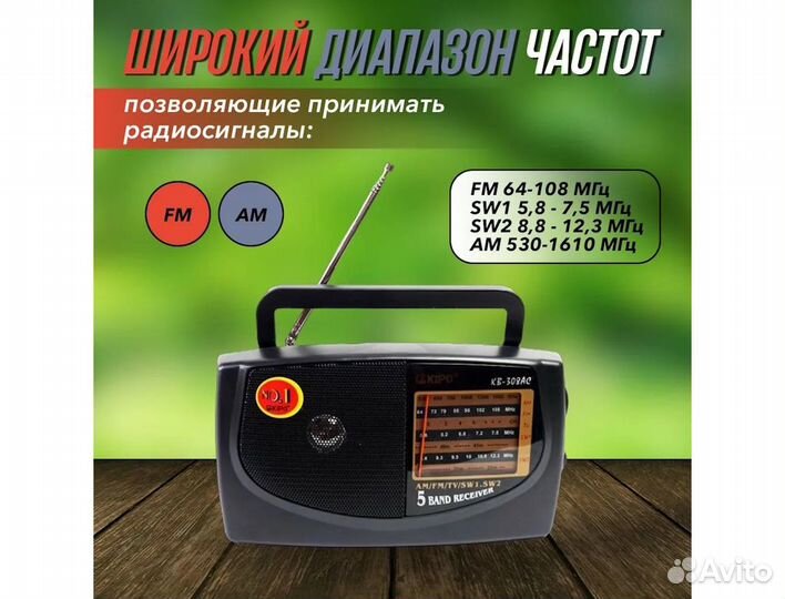 Радиоприемник портативный с разъемом для наушников