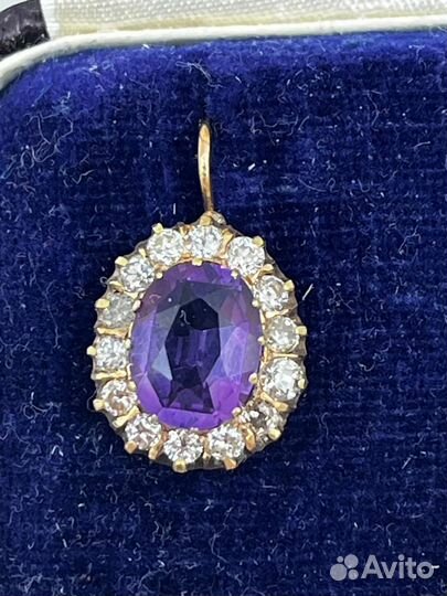 56 проба.Серьги с аметистом золото