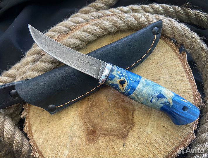 Шейный мини нож для городского ношения из дамаска