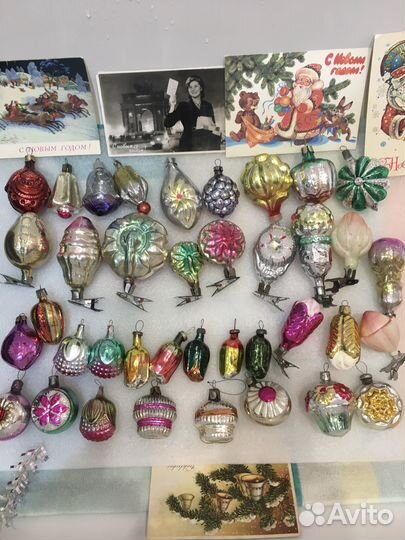 Елочные игрушки СССР цветы бутоны прищепки ретро