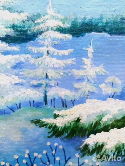 Картина Белые ёлочки 14х21см