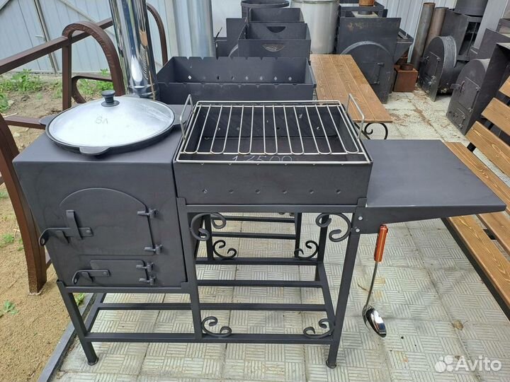 Мангал с печью под казан