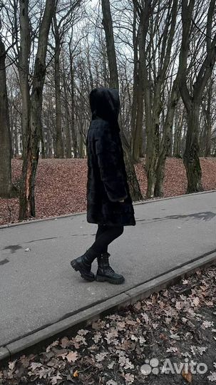 Шуба норковая с капюшоном