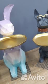 Столик- декор, заяц с подносом для мелочей