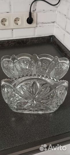 Хрустальная ваза ладья