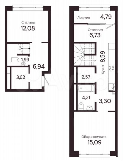 2-к. квартира, 74,1 м², 4/22 эт.
