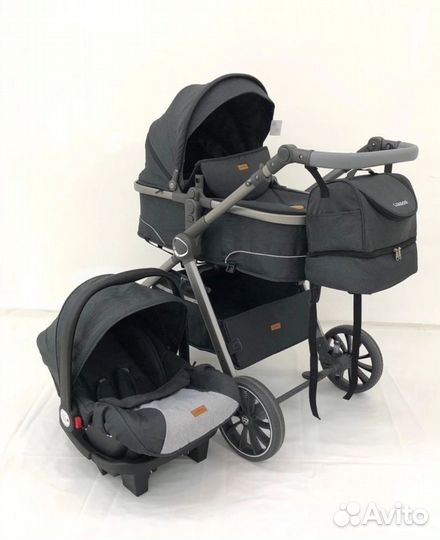 Новая коляска luxmom v8 3в1 серая в наличии