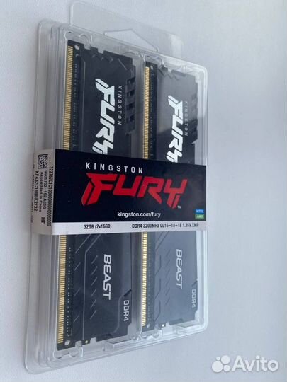 Оперативная память Kingston Fury Beast Black 2x16г