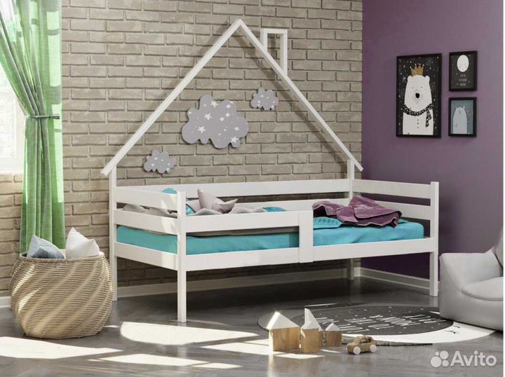 Софа детская Домик из натурального дерева высокий