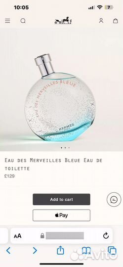 Hermès Eau des Merveilles Bleue 100 ml