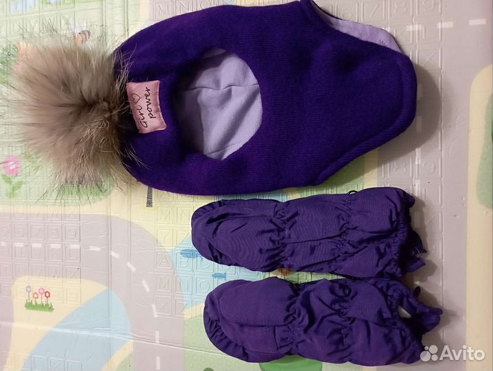 Шапка шлем новая+ варежки краги новые