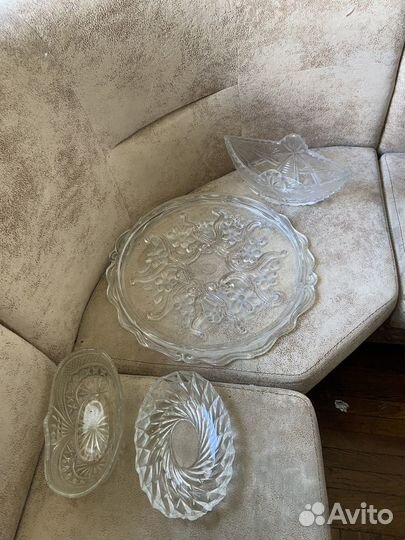 Хрустальные салатникик подносы