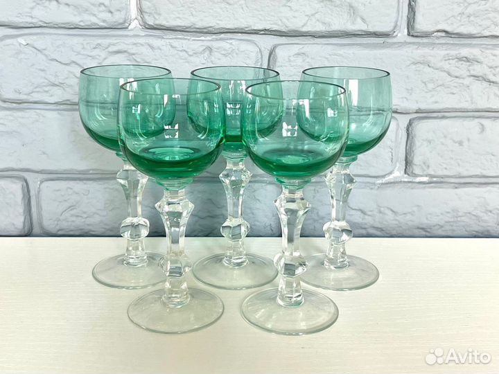 Рюмки и подсвечник цветное стекло СССР