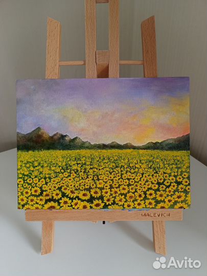 Картина маслом подсолнухи