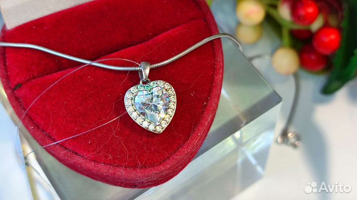 Подвеска с хрустальным сердцем, 2,09 гр 925