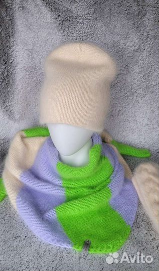 Шапка косынка варежки