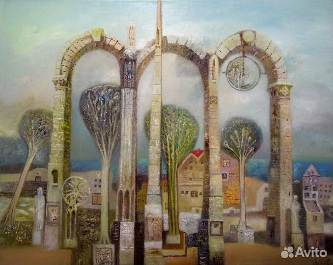 Картина маслом на холсте. Пейзаж. Город