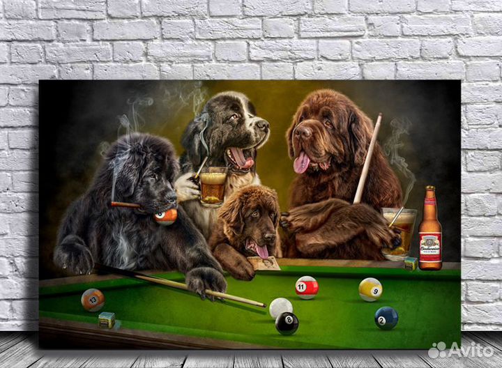 Картина Собаки играют в бильярд