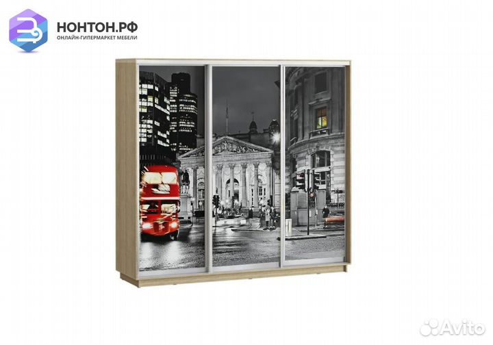 Шкаф-купе Лео 3-х дверный Лондон / дуб сонома свет