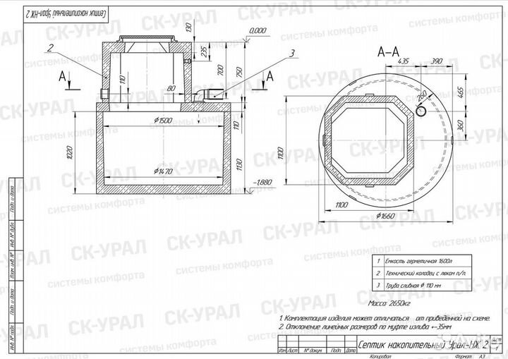 Ёмкость герметичная бетонная