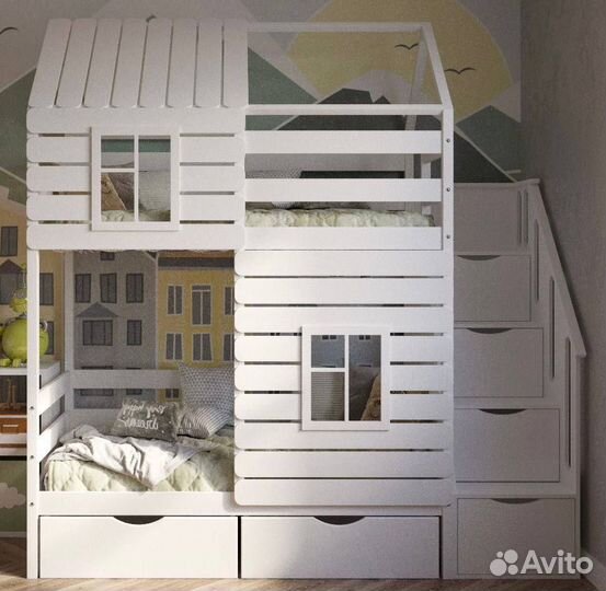 Двухярусная кроватт-домик