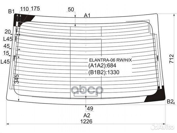Стекло заднее с обогревом hyundai avante/elantr