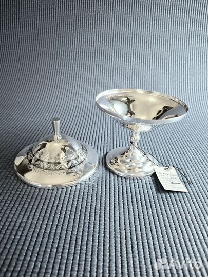 Серебряная икорница, вазочка 875-й пробы Кубачи