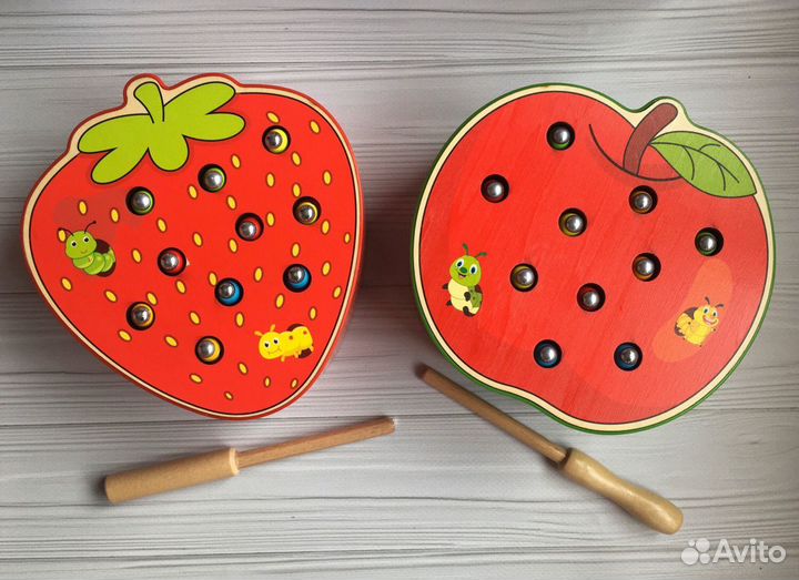 Деревянная игрушка клубничка/яблочко