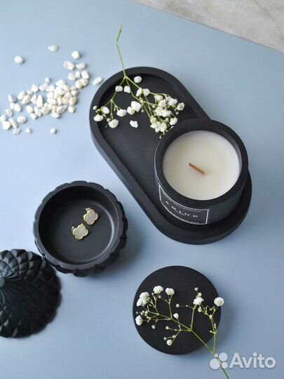 Набор ваза и свеча из гипса