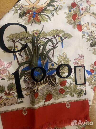 Шелковый шарф с принтом Gucci Оригинал