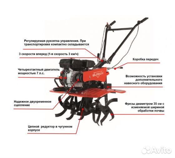 Мотоблок Elitech кб 470М3