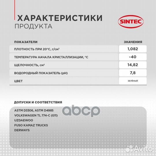 Sintec Антифриз euro 20кг зеленый 800521 sintec