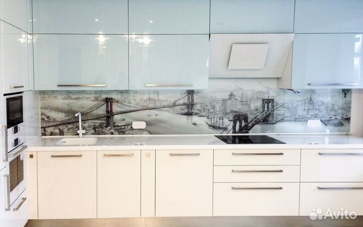 Стеклянный фартук с фотопечатью (скинали, экран)