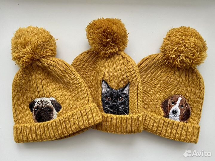 Шапка с вышивкой кошки Pocket Cat