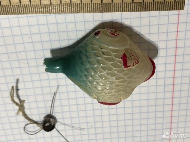 Новогодняя елочная игрушка рыба времен СССР