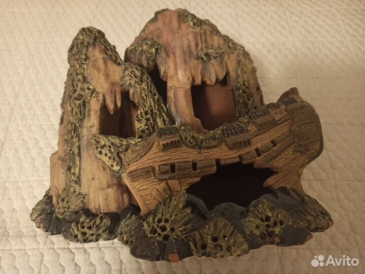 Декор в аквариум. Грот-Скала-Корабль. Керамика