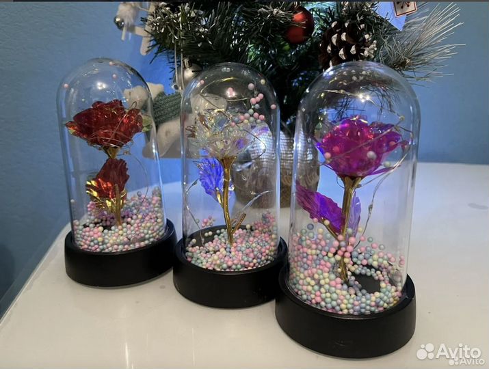 Роза в колбе с подсветкой 39шт