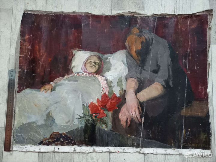 Картина 1966 СССР маслом Михайлова У больной