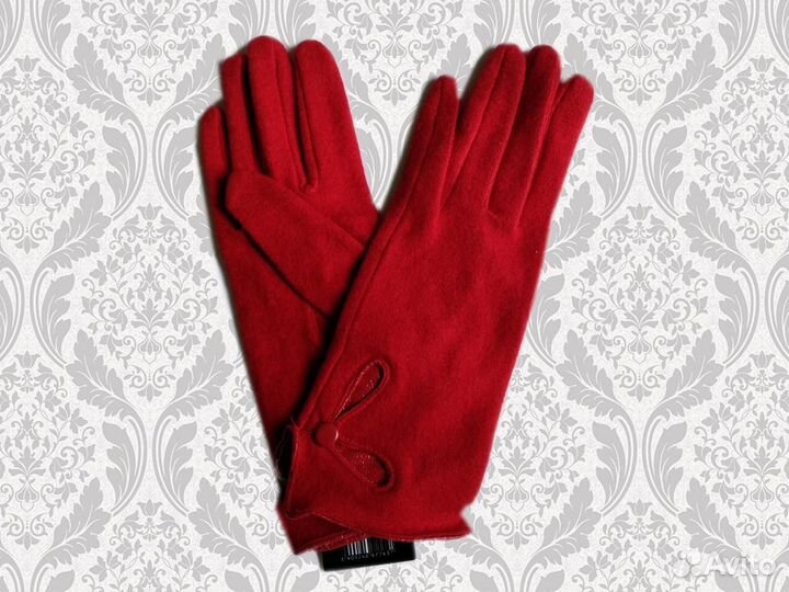 Перчатки женские шерстяные красные