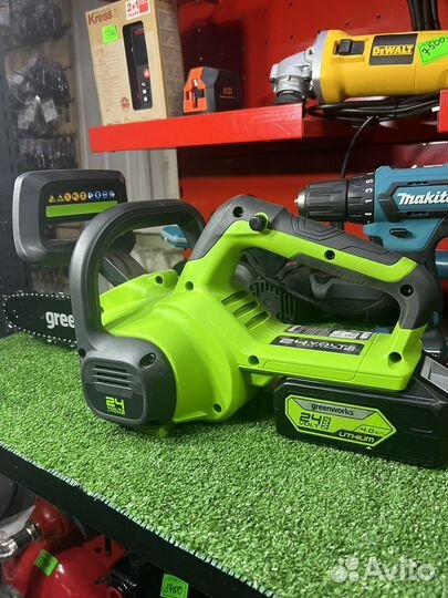 Аккумуляторная цепная пила greenworks 24в g24cs25