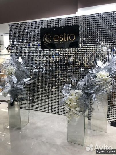 Фотозона серебро фон пайетки 2,1*2,4м