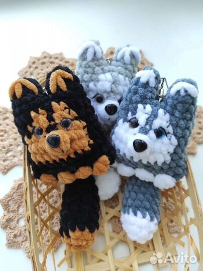 Вязаная игрушка хаски, овчарка