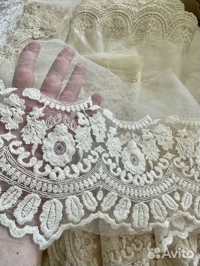 Кружево нежное мягкое вышивка винтаж ретро айвори