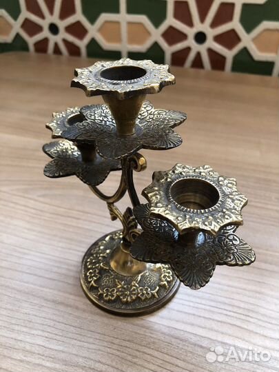 Подсвечник старинный из бронзы. Индия